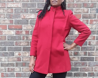 1970s RED Women's Wool Vintage Coat by PROJECTIONS