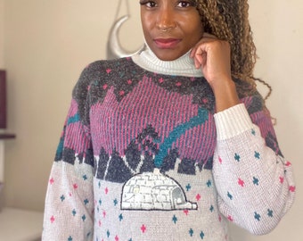 Vintage 80s Cotton Sweater From Lands End Brand | Black With