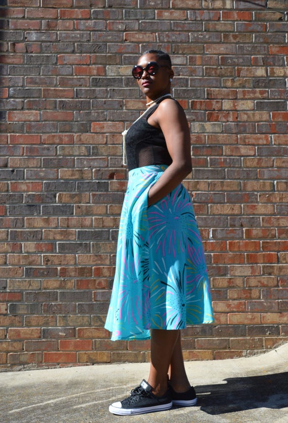 HIGH WAIST 1980s Vintage Flare Skirt - image 4