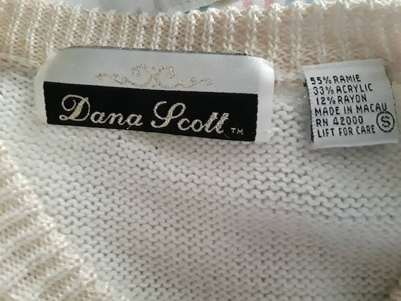 80s Fitted Ivory Beaded Sweater by DANA SCOTT - image 7