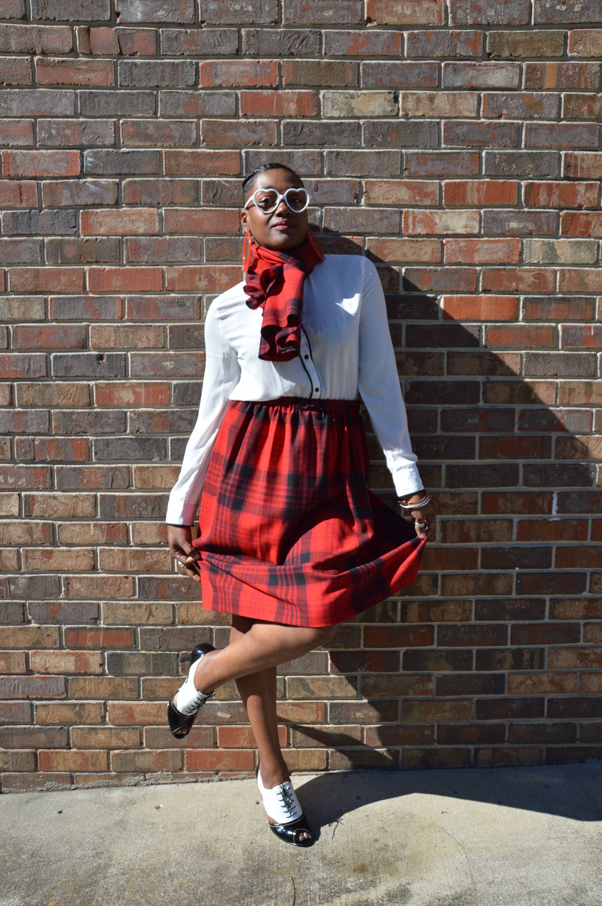 Red and Black Plaid School Girl Skirt// Matching Scarf/jacket - Etsy