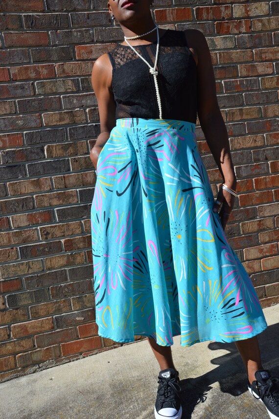 HIGH WAIST 1980s Vintage Flare Skirt - image 2