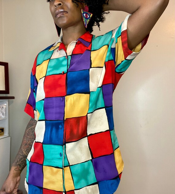 1980s Colorful Vintage Blouse!