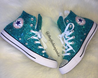 teal baby converse