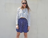 Polka Dot Cropped Jumper/Handmade/vintage style/size 6 8 10 12 14