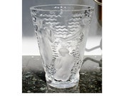 Lalique Ondines France Crystal Glass Vase with Nude Muses