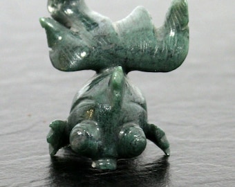 Small Nephite Jade Stone Koi Fish Table Sculpture Green Aquatic
