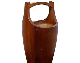 Mid Century Modern Danish Teak Ice Bucket Bar Accessory 1960s Scandinavian