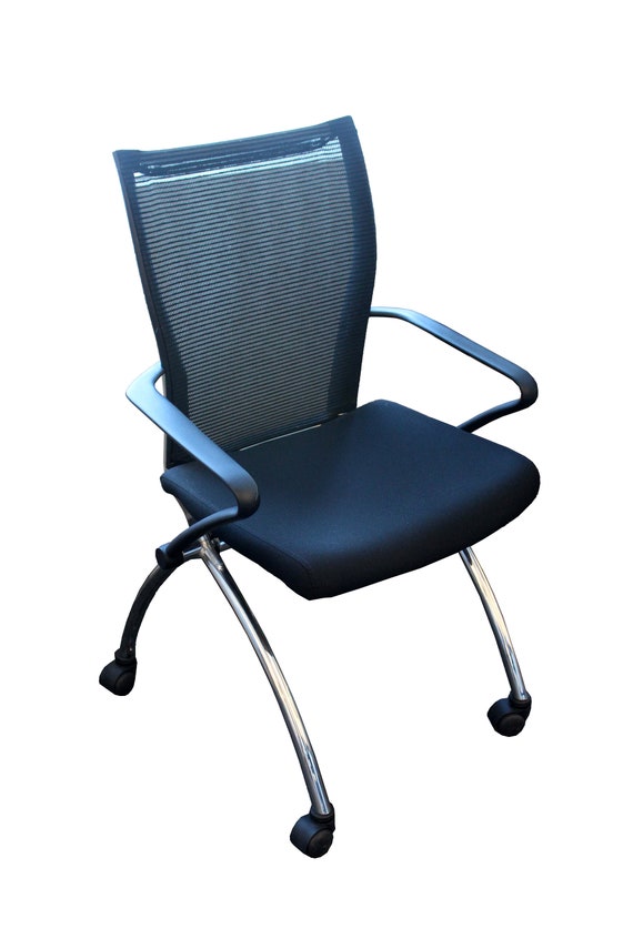 Contemporary Modern Mesh and Chrome Mayline Valore Stackable Side Office Chairs Etsy