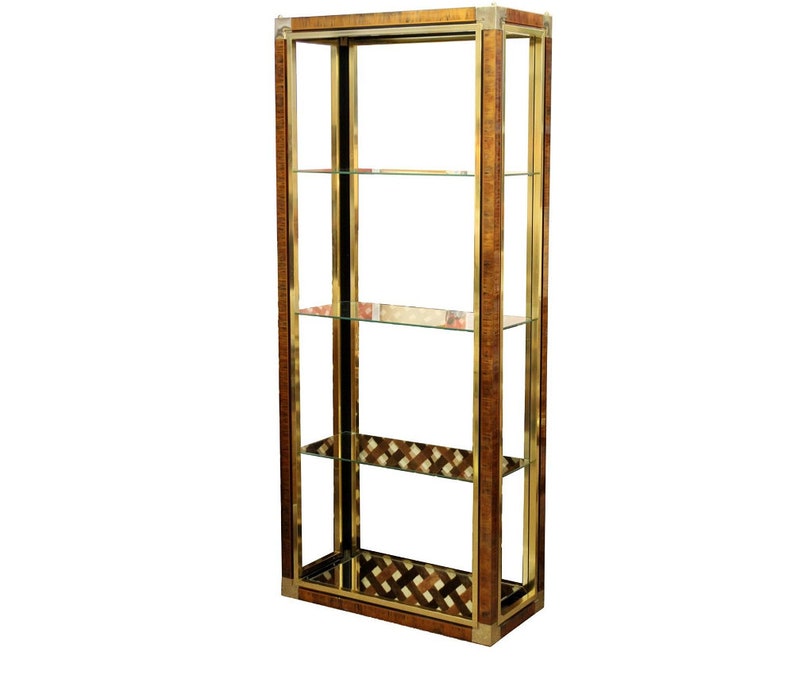 Mid Century Modern Mastercraft Brass Glass Etagere Shelving Etsy