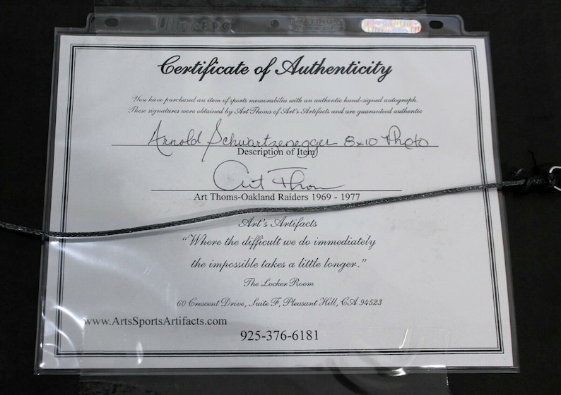 Contemporary Framed Arnold Schwarzenegger Picture /& Signature Autograph