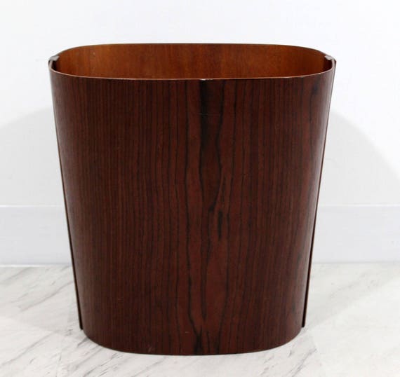 Mid Century Modern Small Wooden Wastebasket Trash Can Mobler Denmark 1960s