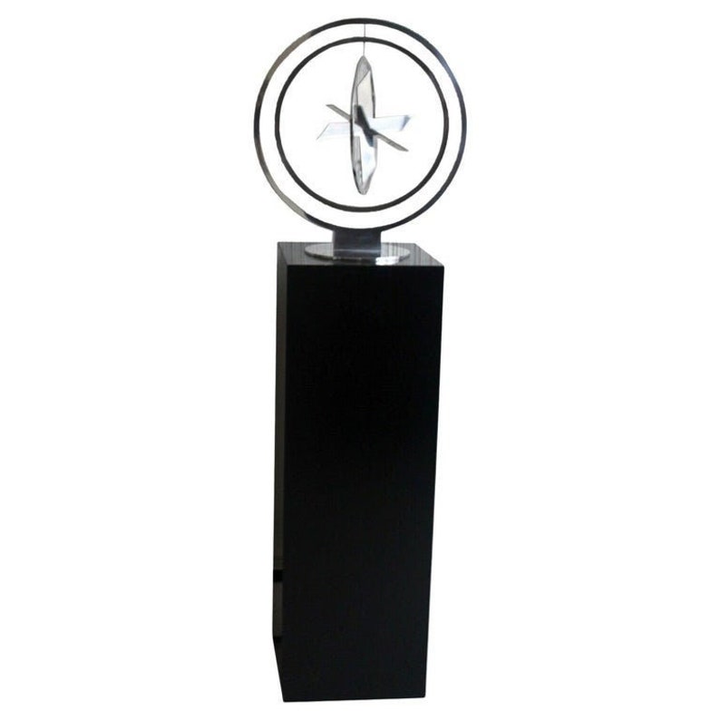 Phyllis Mark Kinetic Modern Steel Metal Floor Sculpture with Pedestal Signed afbeelding 1