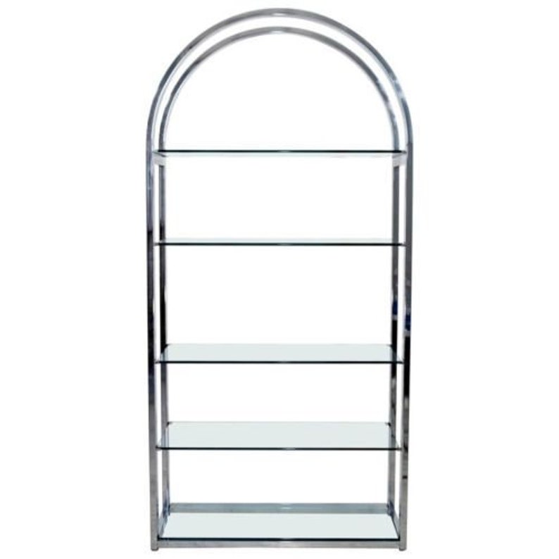 Mid Century Modern Tall Curved Chrome Glass Etagere Shelving Etsy