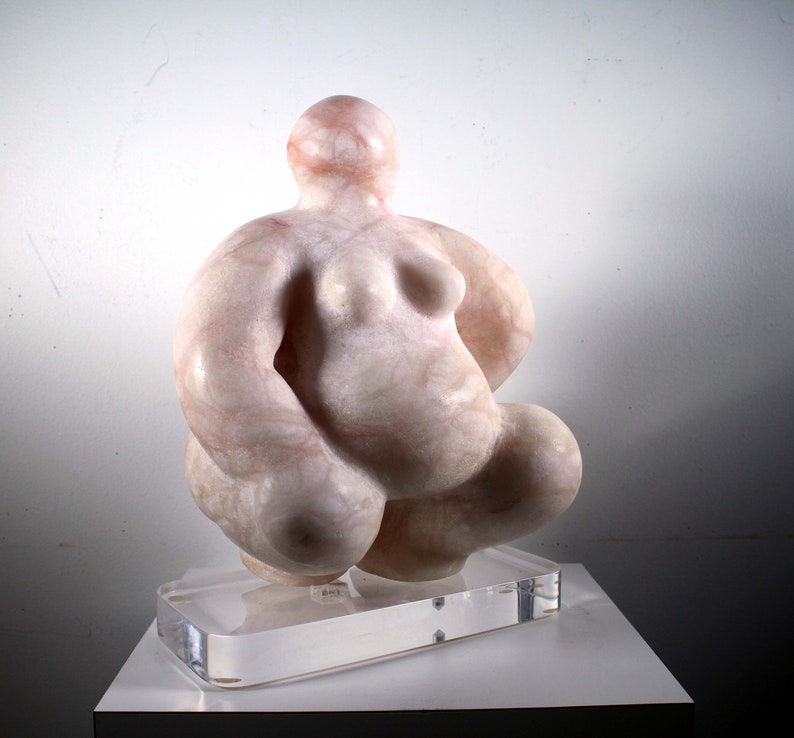 Jerry Soble Signed Scarlett 1995 Contemporary Female Nude Pink Marble Sculpture image 2