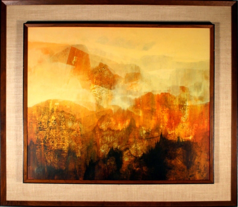 Richard Kozlow Mirador Offset Lithograph on Board Modern Landscape Framed image 1