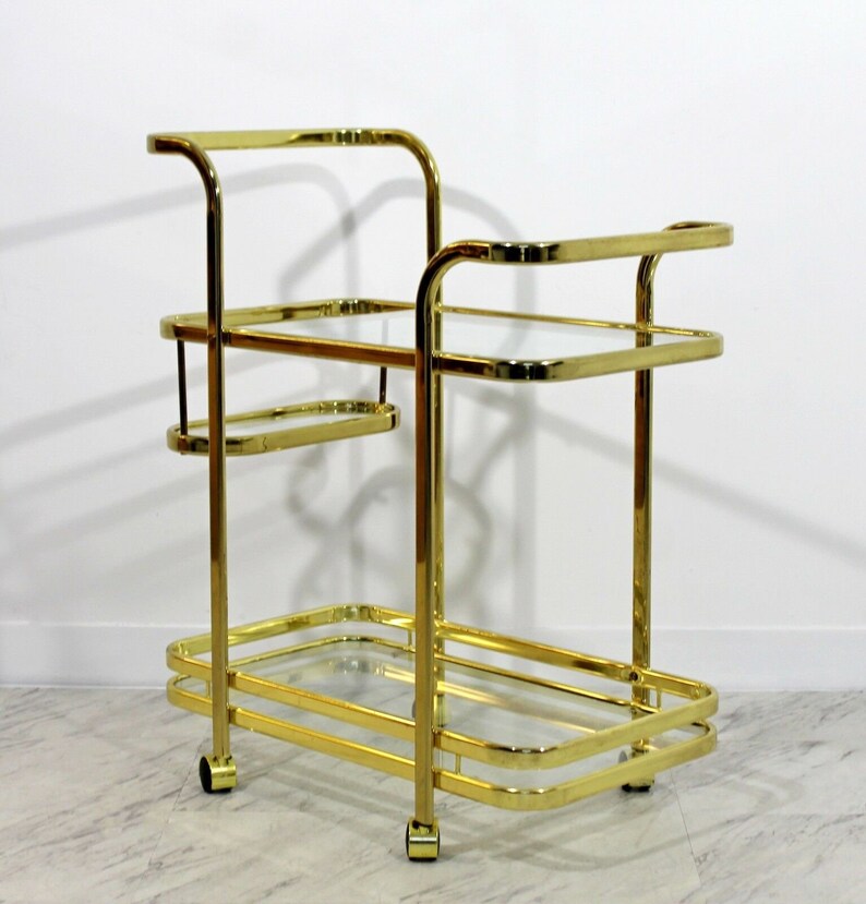 Mid Century Modern Baughman For DIA Mid Century Modern Tall Brass, Glass