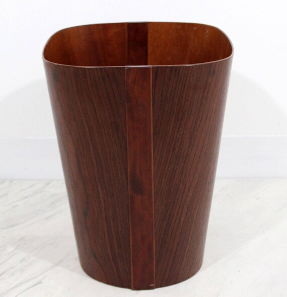 Mid Century Modern Small Wooden Wastebasket Trash Can Mobler Denmark 1960s