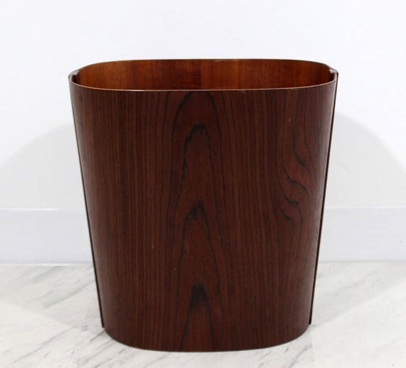 Mid Century Modern Small Wooden Wastebasket Trash Can Mobler Denmark 1960s