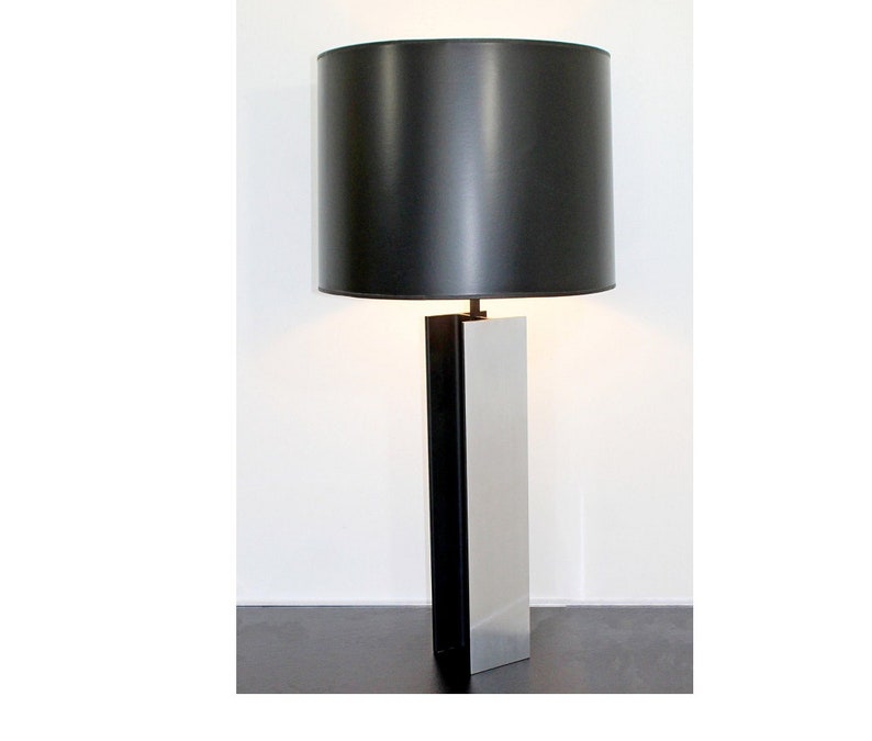 Mid Century Modern Laurel I Beam Black Chrome Table Lamp Orig Image 0