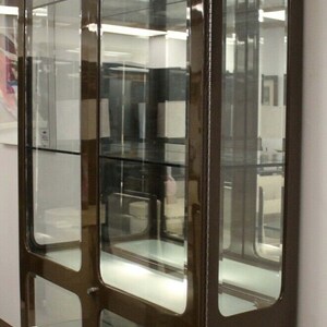 Lacquer Sculptural Illuminated Glass Etagere Storage Cabinet image 10