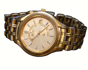 Seiko Kinetic Gold Tone Wristwatch 5M42-0A10 Men\'s Stainless Steel Watch w/ Date Seiko Vintage Mens Kinetic W/date Goldtone/stainless Steel  main image 2