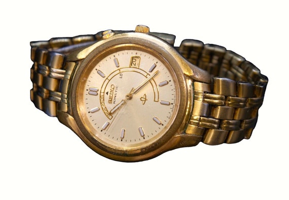 Seiko Kinetic Wristwatch Gold Stainless Steel - image 1