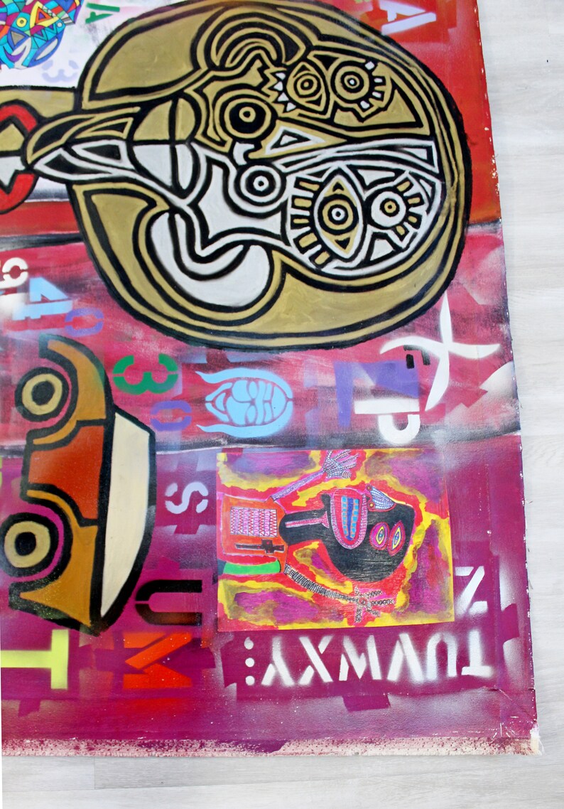 Contemporary Acrylic Graffiti Art Painting Canvas Rodney Denne Etsy