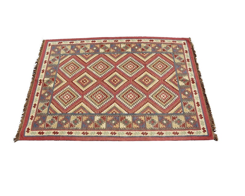 Mid Century Modern Large Handwoven Rectangular Area Rug Carpet 108 X 77