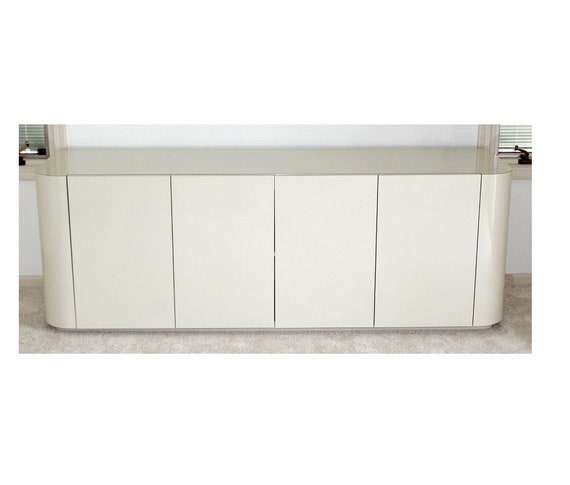 Contemporary Modern 4 Door Glossy White Lacquer Credenza Etsy