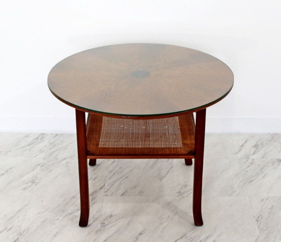 Mid Century Modern Small Danish Wood Cane Round Starburst - Small Round Cane Coffee Table Mid Century Modern Small Danish Wood Cane Round Starburst - Small Round Cane Coffee Table