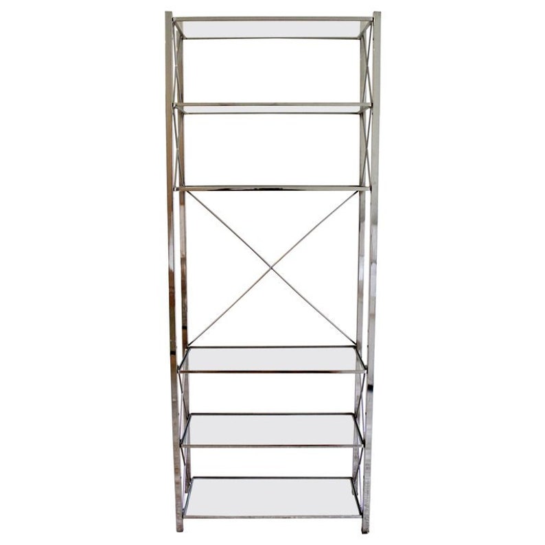 Mid Century Modern Chrome Glass Etagere 6 Shelves Milo Etsy