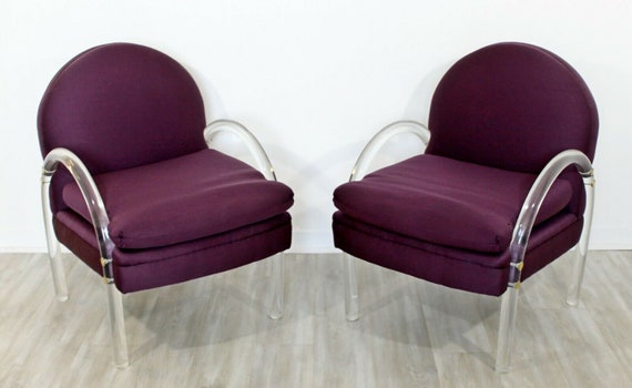 Mid Century Modern Pair Pace Lucite Armchairs Charles Hollis Etsy