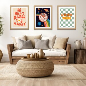 Groovy Wall Art Colorful wall art Good Vibes Retro Wall Art Retro Groovy Print Printable Home Decor Trendy Wall Art DIGITAL DOWNLOAD