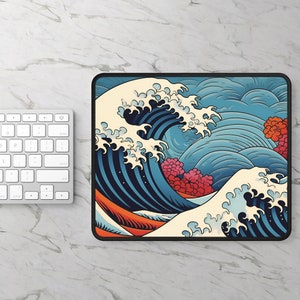 Japanese Wave Gaming Mouse Pad, Gift for Gamers
