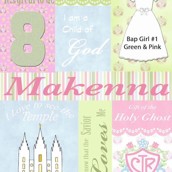 Personalized LDS Quilt Fabric PANEL for Baptism Quilt blanket