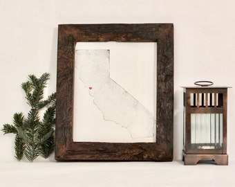 California State Map Print / 8" x 10" / Unframed / Custom / Travel / Art / Chic / Modern / Rustic / Heart / Love / Home / Wedding / Gift