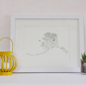 Map Watercolor Illustration State of Alaska Anchorage Etsy