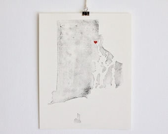 Rhode Island Map / Rhode Island Art / Rhode Island Poster / Rhode Island Print / Rhode Island Home / Rhode Island Gift  Rhode Island Wedding