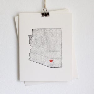 Cartão de nota do estado do Arizona / Coração / Cartão de felicitações / Rústico / Moderno / Em movimento / Obrigado / Chique / Feito à mão / Casamento / Conjunto de cartões / Viagens