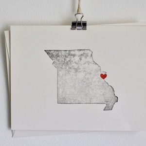 Carte pour correspondance Missouri / Cœur / Carte de voeux / Rustique / Moderne / Déménagement / Merci / Chic / Fait main / Mariage / Jeu de cartes / Voyage