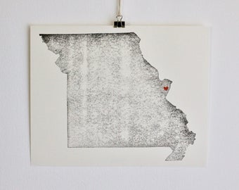 Missouri Art / Missouri Map / Missouri Wall Art / Missouri Home Decor / Missouri Home / Missouri Wedding / Missouri Gift / Missouri Love