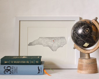 North Carolina State Map Print / 8" x 10" / Unframed / Custom / Travel / Art / Chic / Modern / Rustic / Heart / Love / Home / Wedding / Gift