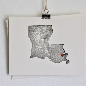 Carte de correspondance de l'État de Louisiane / SVG Louisiane / La Nouvelle-Orléans / Déménagement en Louisiane / Cartes de remerciement, cadeau de mariage, cadeau pour elle, cadeau d'anniversaire