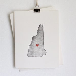 New Hampshire Notecard / Herz / Grußkarte / Rustikal / Modern / Umzug / Danke / Schick / Handgemacht / Hochzeit / Kartenset / Reise