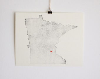 Minnesota / Minneapolis / Minnesota Art / Minnesota Map / Minnesota Gift / Minnesota State / Minnesota Wall Art / Minnesota Print / Home