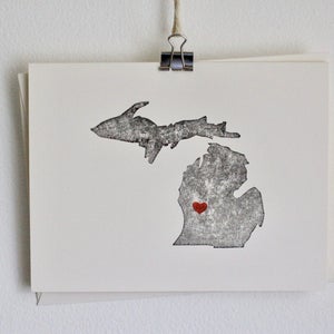 Michigan Notecard / Coração / Cartão de felicitações / Rústico / Moderno / Em movimento / Obrigado / Chique / Feito à mão / Casamento / Conjunto de cartões / Viagens