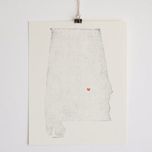 Alabama Art / Alabama cadeau / Alabama maison / carte de Alabama Alabama mariage / rouleau de marée / Alabama Home Decor / Alabama Wall Art / cadeau de mariage