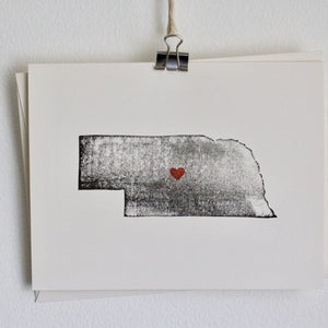Biglietto dello stato del Nebraska / Cuore / Biglietto d'auguri / Rustico / Moderno / In movimento / Grazie / Chic / Fatto a mano / Matrimonio / Set di carte / Viaggio