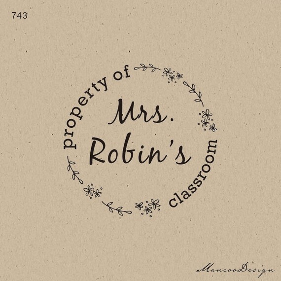 CUSTOM TEACHER STAMP Personalized Rubber Stampproperty of Etsy